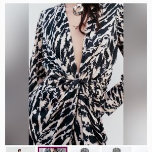 Zara Black and White Long Sleeve Dress